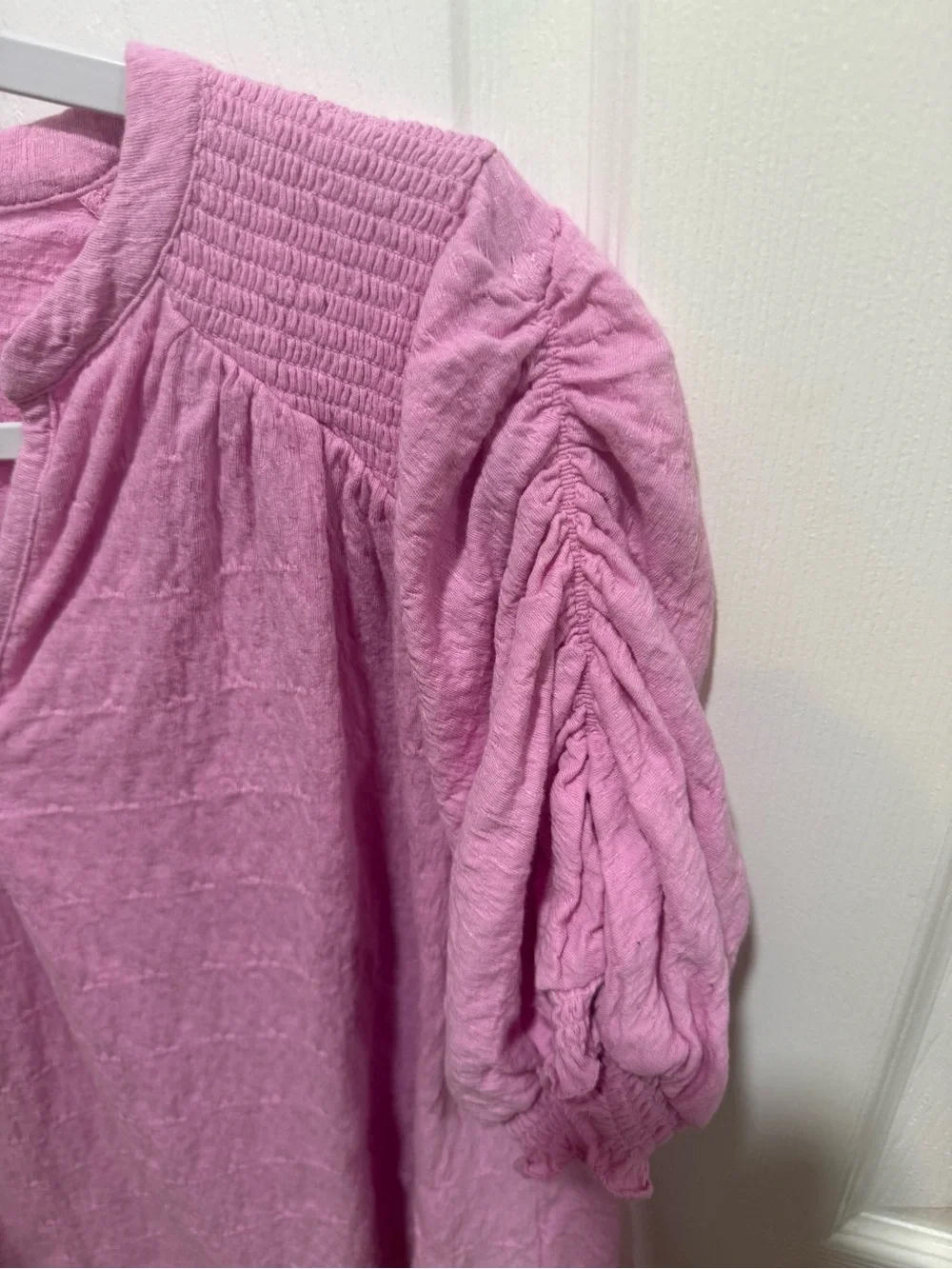 Free People Bubblegum Pink Textured Henley Top